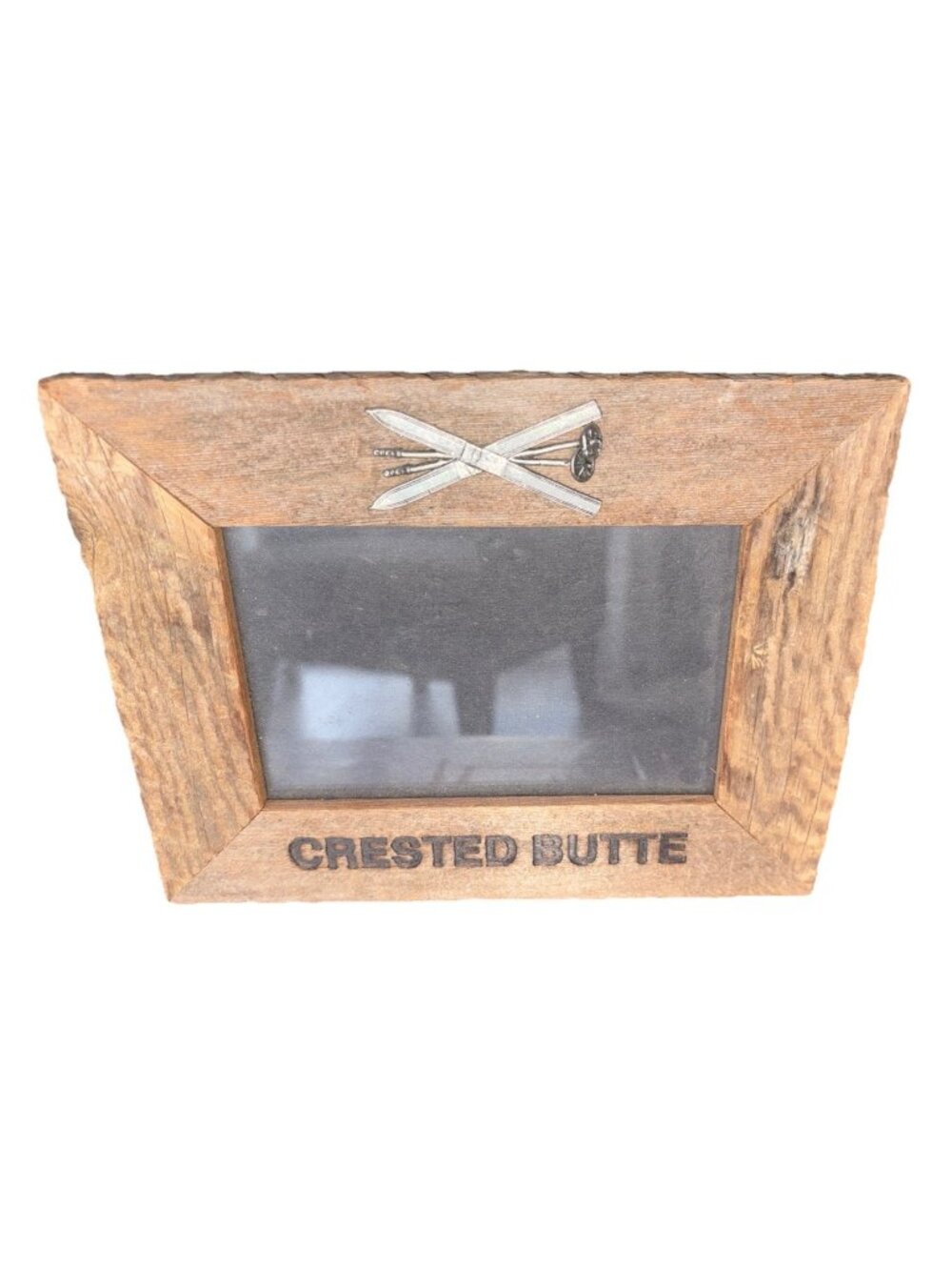 Crested Butte Colorado Vintage Skis Rustic Wooden Picture Frame 4 x 6”
